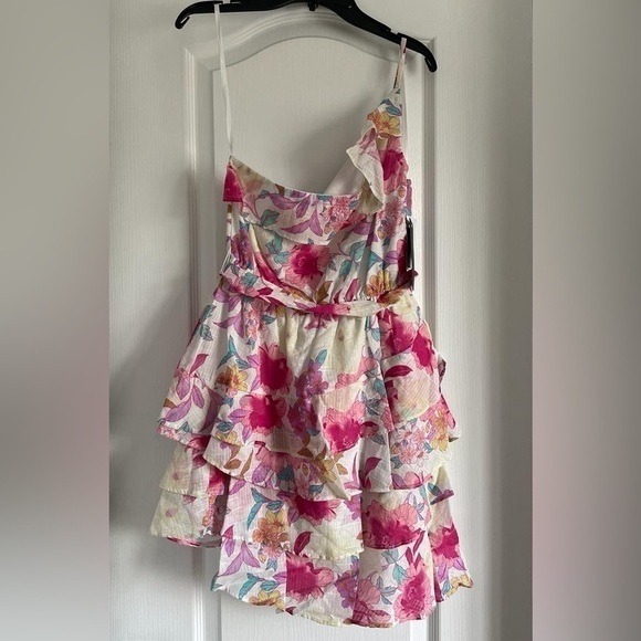 NWT City Studio One Shoulder Ruffled Dress in Ivy Pink - Picture 5 of 10